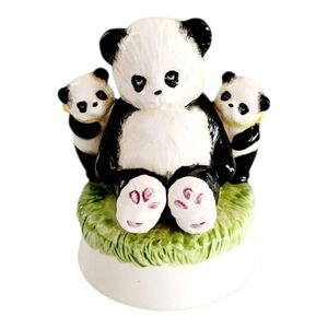 Ceramic Otagiri Panda Rotating Musical Heartprint Figurine Japan